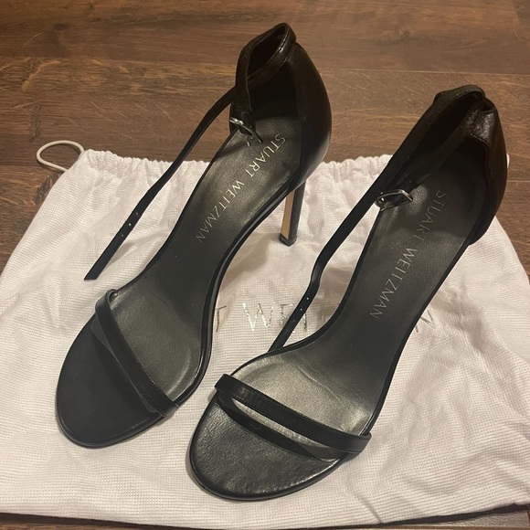 Stuart Weitzman Nudistsong Strap Sandal Heels in Leather/Black - Picture 3 of 10